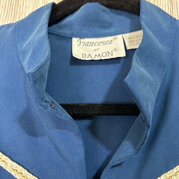 Vtg Francesca of Damon 100% Silk Sgt. Pepper Naval Majorette Blouse Top Sz 12 - Picture 7 of 11